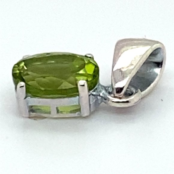 Peridot 1.38ct Rhodium Finish Solid 925 Sterling Silver Pendant - Picture 6 of 7